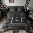thumbnail image 3 of Meiyoeat Grunge US Flag Letter D Bedding Comforter Set 7-Piece for Men Juniors, Cool Graphic King Bedding Sets, Black Gray White,Black Reversible, 3 of 6