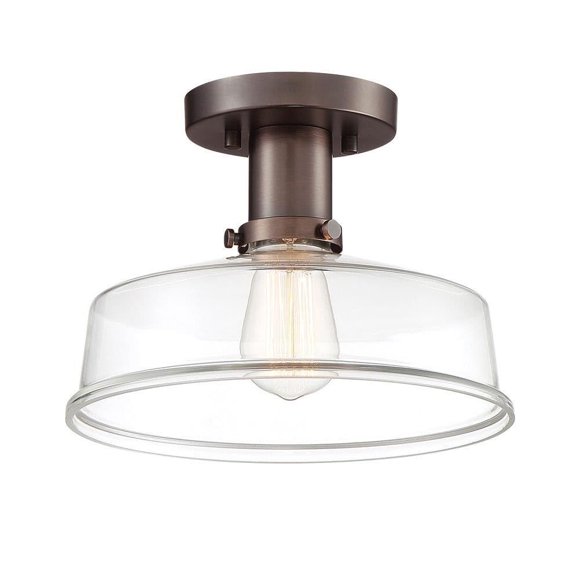 DESIGNERS FOUNTAIN 96511-SCB Carson - One Light Semi-Flush Mount, Satin Copper Bronze Finish with Clear Glass