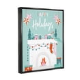 thumbnail image 3 of Happy Holidays Festive Mantle Stockings Holiday Graphic Art Jet Black Framed Art Print Wall Art, 3 of 6