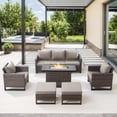 thumbnail image 2 of POCASSY 6PCS Outdoor Furniture Set with Fire Pit Table - All Weather Patio Conversation Set with Brown Wicker Outdoor Club Chairs and 41" Propane Firepit Table for Balcony, Porch, Garden - Brown, 2 of 14