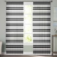 thumbnail image 3 of Boho Black Stripe Semi Sheer Curtains 72 Inch Length 2 Panels Set, Abstract Geometric White Minimalist Sheer Kitchen Curtain Privacy Voile Window Curtain for Living Room Bedroom Rod Pocket Drapes, 3 of 7