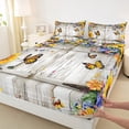 thumbnail image 3 of Homewish Kawaii Cartoon Butterfly Twin Sheet Sets, Rustic Sunflower Floral Twin Fitted Sheet, Vintage Lodge Cabin Flat Sheet, Breathable Home Decor, 3 Pieces, 3 of 7