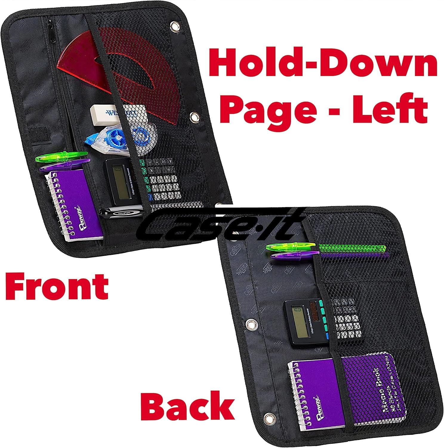 Case-it The Dual 2-in-1 Zipper Binder - Two 1.5 Inch D-Rings - Includes Pencil Pouch - Multiple Pockets - 600 Sheet Capacity - Comes with Shoulder Strap -Dual-101, Fire Engine Red