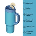 thumbnail image 3 of SURFVEN 40oz Double Wall Stainless Steel Insulated Tumbler with Handle and Leak proof 2-in-1 Straw Lid, Blue, 3 of 10