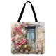 thumbnail image 1 of Flores en la puerta-Bolso Tote Lino Gran Capacidad, 1 of 2