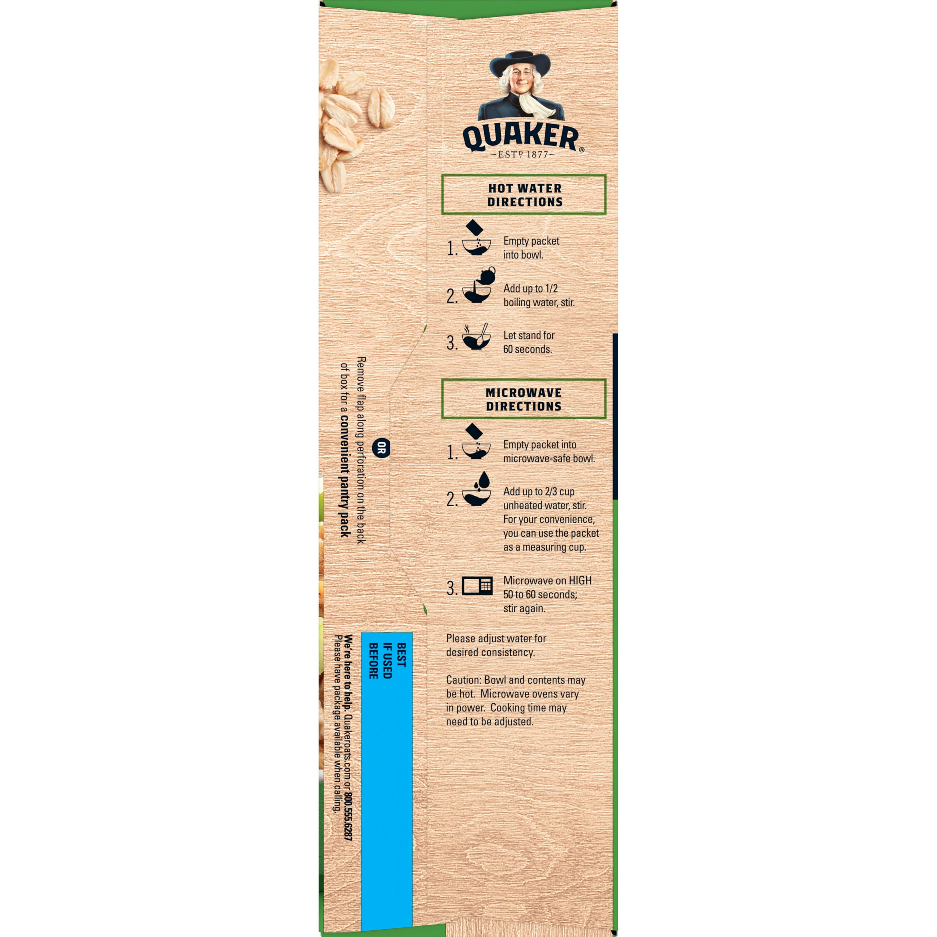 (6 pack) Quaker Fiber Apples & Cinnamon Instant Oatmeal, 1.58 oz 8 Count