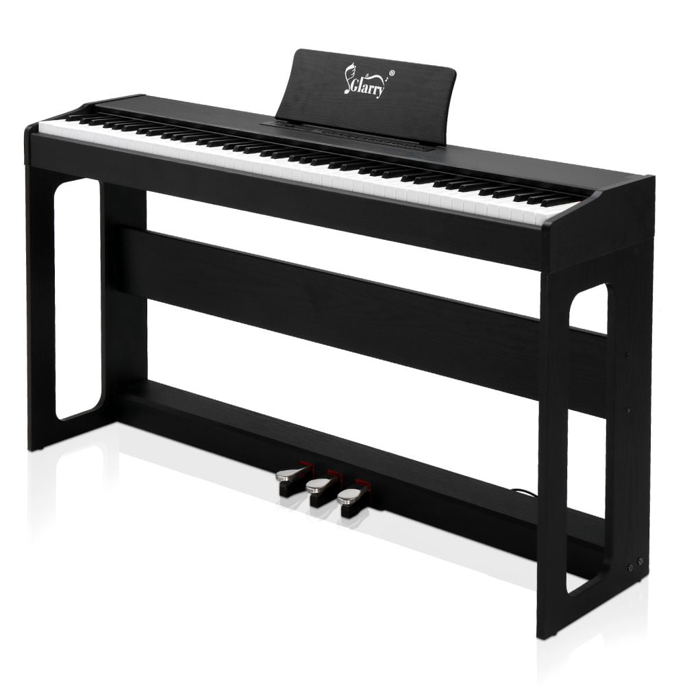 Full Size Digital Piano Keyboard, 88 Keys Weighted Electric Piano with Soft/Sustain/Sostenuto Pedals, Dual Bluetooth and Stereo Speakers for Beginner, Professional, GDP-104 (Black)