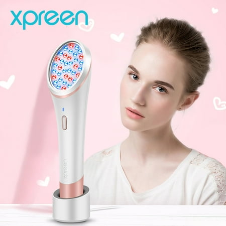 Light Therapy Acne Spot Treatment, Xpreen Wireless Rechargeable Light Acne Treatment Device Acne Light Therapy Professional Handheld System Homecare Acne Clearing Eraser with Blue and Red
