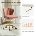 thumbnail image 5 of Pink Velvet Swivel Office Chair with Gold Legs, Adjustable Height Rolling Desk Chair for Vanity, 5 of 11