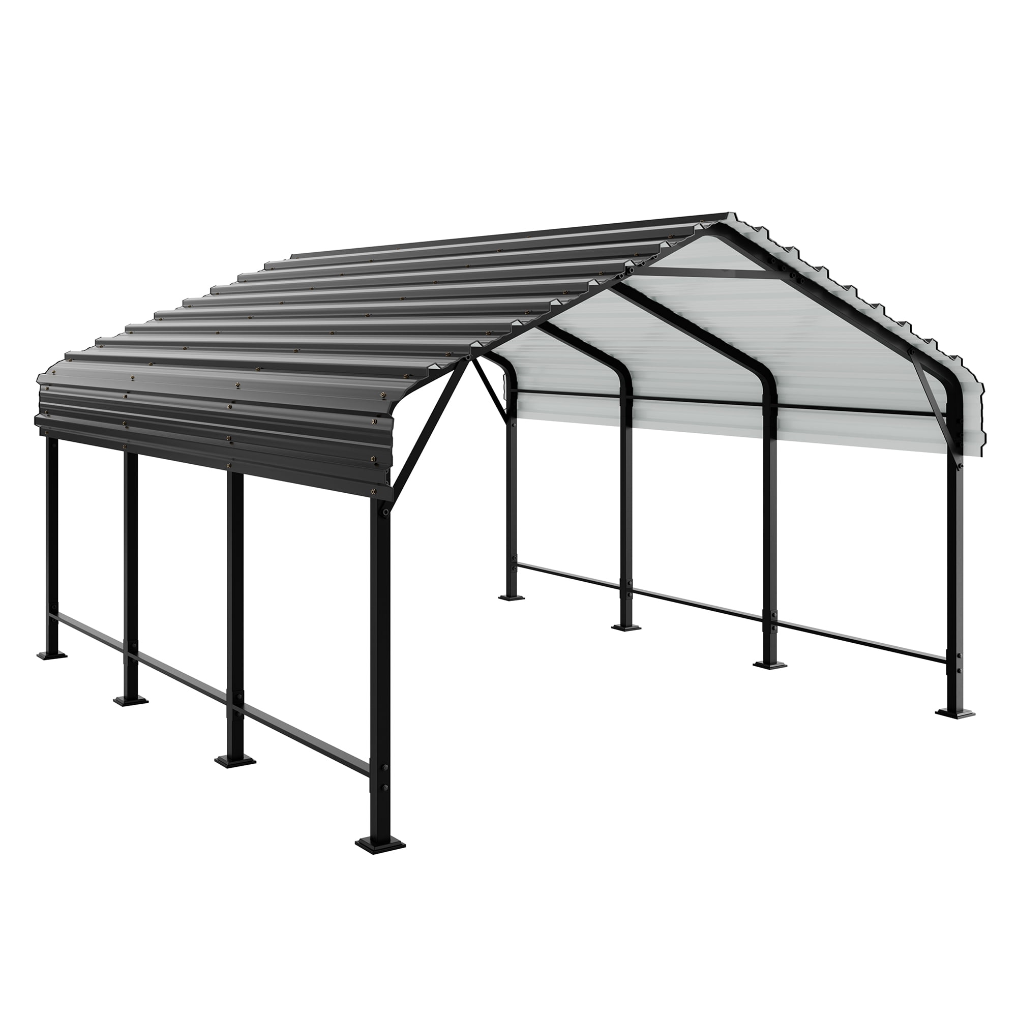 Walsunny Steel Carport 12X15 FT Heavy Duty Carport Canopy with Galvanized Steel Roof and Frame Metal Carport