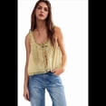 thumbnail image 1 of Blusas de Verano Bohemias con Lazo Frontal para Mujer, Blusas Playeras de Encaje con Botones, Sin Mangas, de de , Y2k 2025, Amarillas, Talla M, 1 of 6