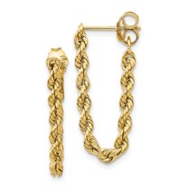 Diamond2Deal 14k Yellow Gold Hollow Rope Earrings for Women (L- 1.11 in, W-0.32 in)