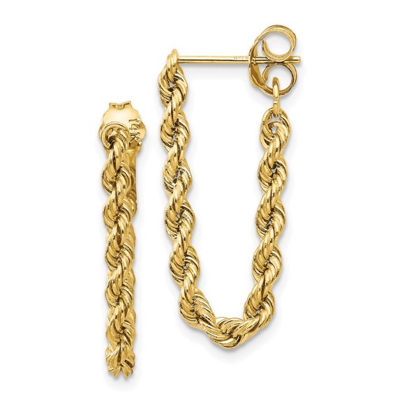 Diamond2Deal 14k Yellow Gold Hollow Rope Earrings for Women (L- 1.11 in, W-0.32 in)