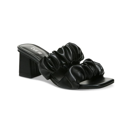 

BAR III Womens Black Ruched Straps Padded Careena Square Toe Block Heel Slip On Heeled Sandal 6.5 M