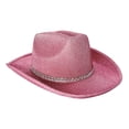 thumbnail image 3 of Wxqbjtam Glitter Cowboy Hat Cowgirl Hat Cap Western Hat Headwear for Women Men for Summer Pink, 3 of 9
