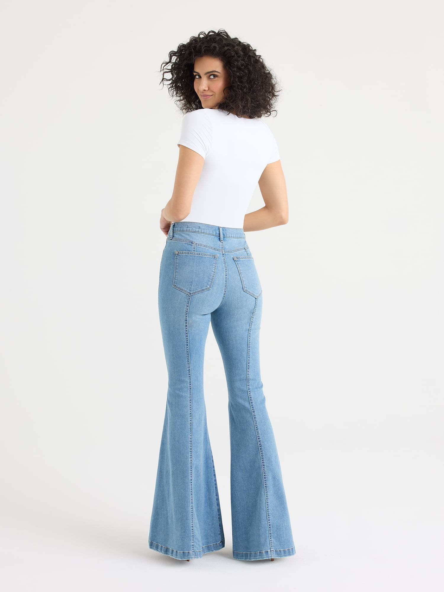 Sofia by Sofia Vergara Women's and Women's Plus Size Melisa High Rise Mega Flare Jeans, 32.5" Inseam, Sizes 0-26W