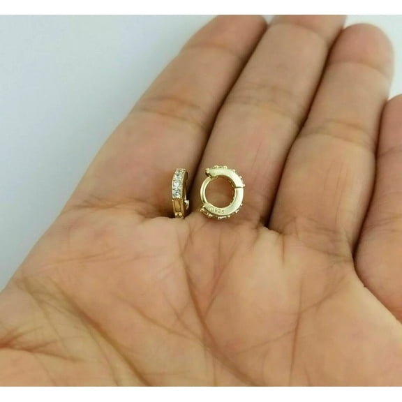 0.80Ct Round Cut Lab Created Diamond Women's Huggie Hoop Earring 14K Yellow Gold Plated Silver