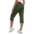 thumbnail image 2 of The Summer I Turned Pretty LEBONYARD Womens Pants Summer,Fashion Womens Casual Color Casual Elastic High Waist Wide Cropped Leg Loose Outdoor Fitness Running Climbing Trousers Pocket Pants Green L, 2 of 9
