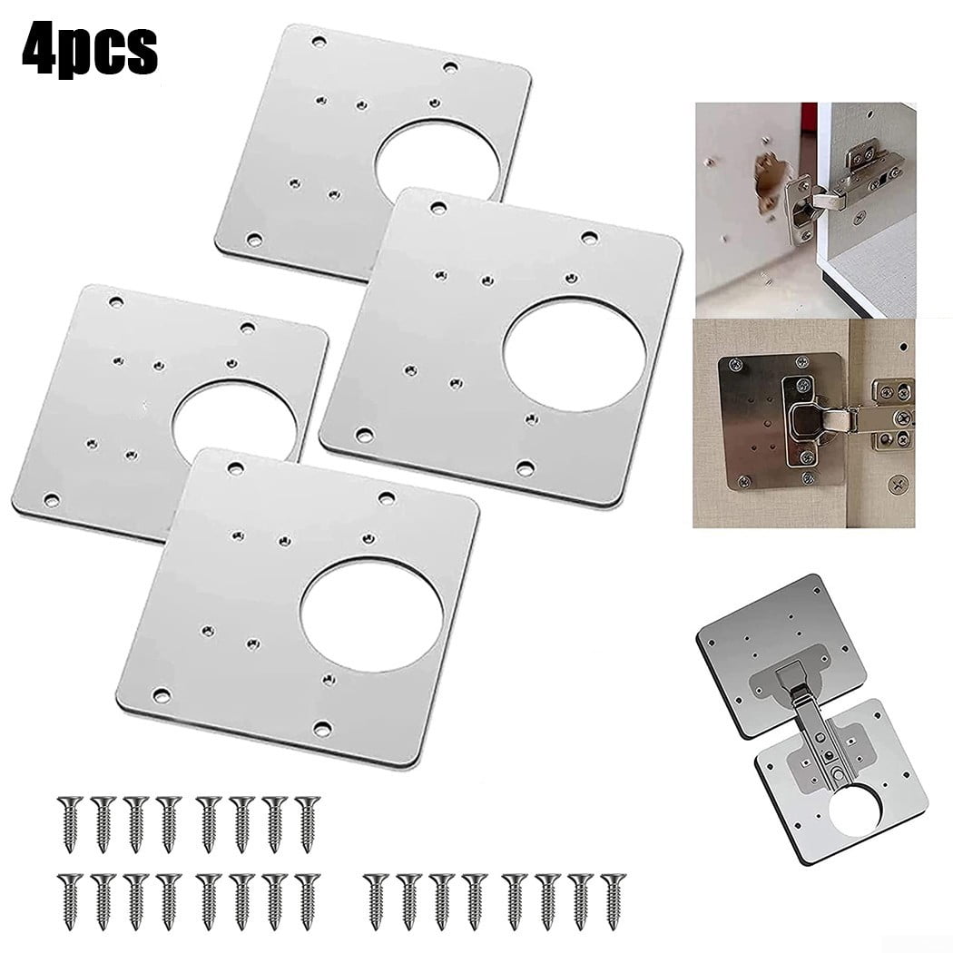 WHITE KITCHEN CUPBOARD DOOR HINGE REPAIR KIT INCLUDES 10 PLATES AND FIXING 