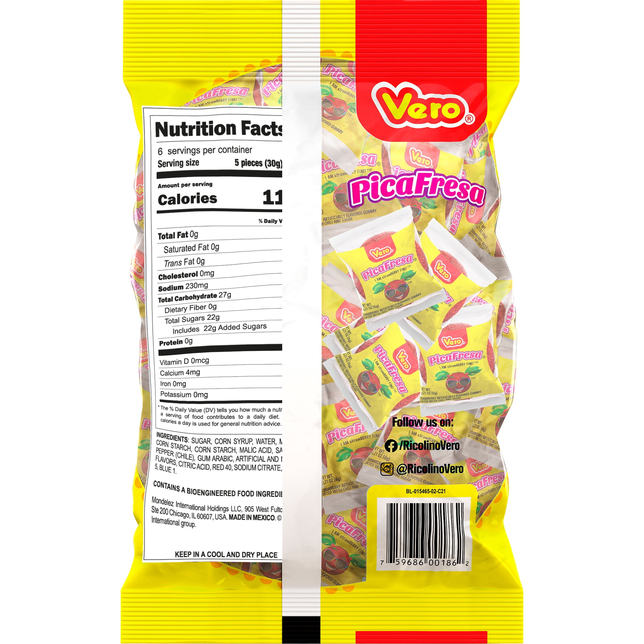 Vero PicaFresa Mexican Chews, Strawberry Gummies with Chili Pepper