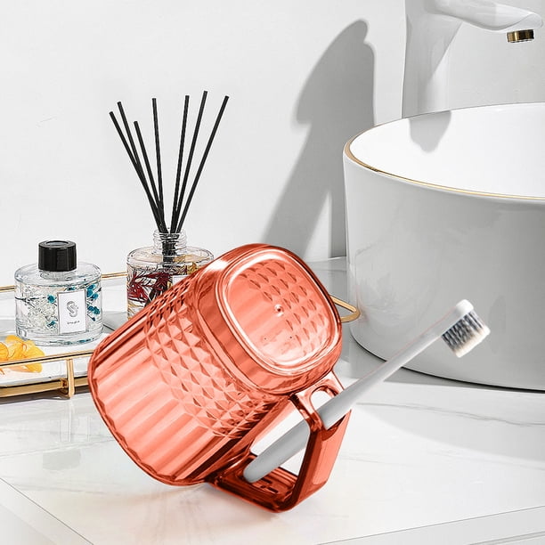 Vaso transparente para cepillo de dientes • Diseño de cristal imitado • Organizador de baño de 2 paquetes para hogar y viajes