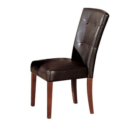 Cherry Finish Modular Guest Chair - ACME Bologna Side Chair, Espresso PU & Brown Cherry (Set of 2)
