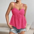 thumbnail image 2 of Uaswgudfs Tank Top for Women Sleeveless with Ruffled Front & Flowy Hem: Lightweight Breathable Fabric, Casual Chic Style Summer Blouse & Layered Top Hot Pink S, 2 of 7