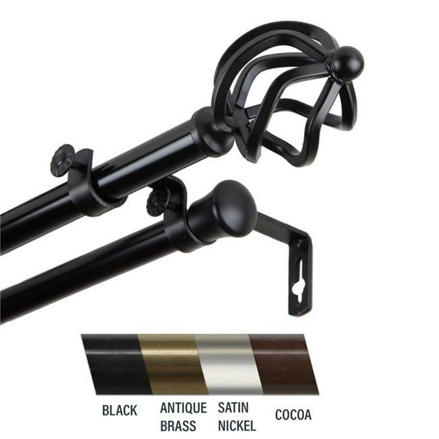 Central Design Giro Tringle à Rideaux Double 0,81 Po, 28 à 48 Po - Noir