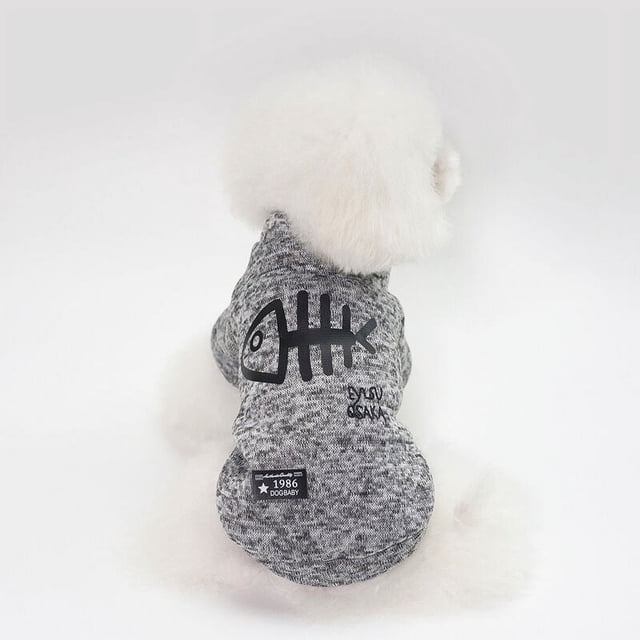 Ropa para gatos Otoño e invierno Ropa cálida para gatos Abrigo para gatitos Chaqueta Ropa estampada para gatos Ropa para mascotas Traje, Gris claro, S