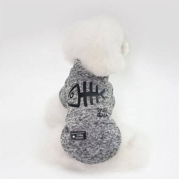 Pet Sweater, Vibrant Colors Dog Clothes, Cozy Knit Fish Bone Print for Warm Outfit, Ideal for Outdoor Sports, Suitable for Small Dogs and Cats in Light Gray (Size S)