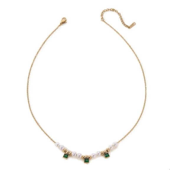 Emerald Necklaces for Women Agate Necklace 18k Gold Plated Square Pendant Dainty Green Crystal Jewelry Anniversary Christmas Gift for Wife Mom