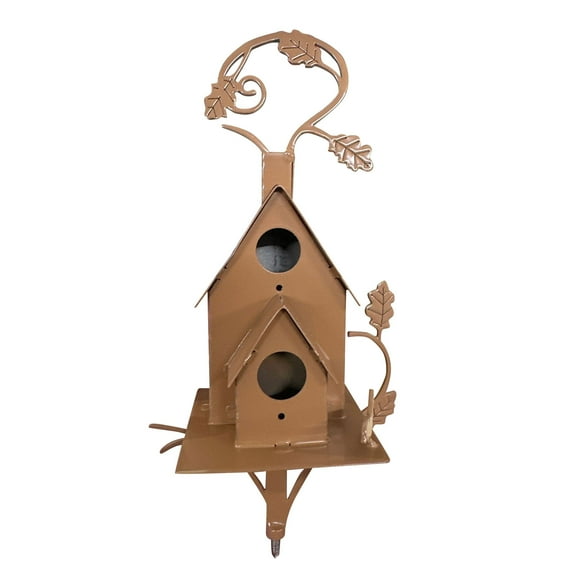 Birdhouse Garden Stakes,Metal Bird House With Pole,Large Bird Houses For Courtyard Backyard Patio Outdoor Garden Decor,Copper Birdhouse Poles