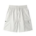 thumbnail image 3 of Fengqque Men's Hiking Cargo Shorts Elastic Drawstring Outdoor Work Plus Size Shorts with Pockets White XL(XL), 3 of 6