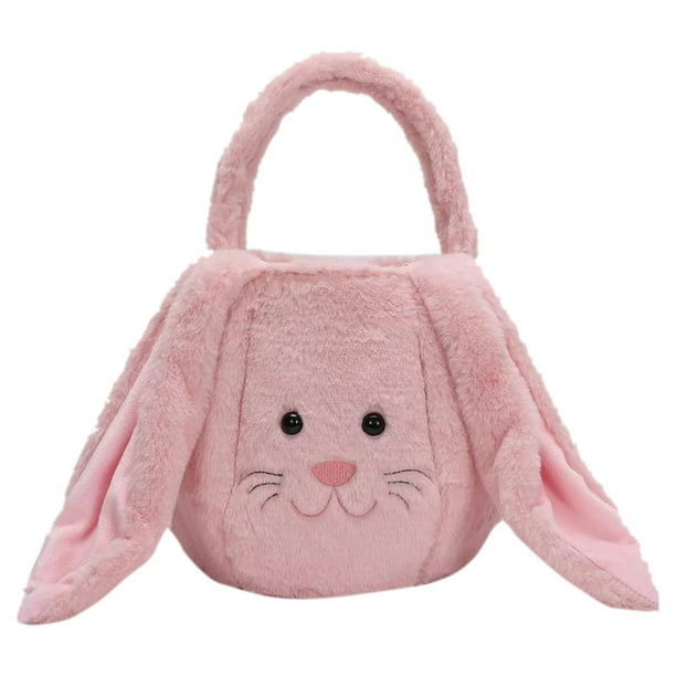 Xihbxyly Cesta de Pascua Personalizada con Forma de Conejito, Cesta de Pascua Personalizada con Asas, Diseño Suave y Espacioso, Bolsa de Huevos Mullida, Regalo Perfecto para Niños y Niñas, Bolsa de M