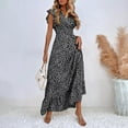 thumbnail image 2 of snowsong Maxi Dress,Easter Dress Women Maxi Dress For Women Ruffle Sleeve Beach Long Sundress Boho Summer Casual Floral Dress Floral Dress,Elegant Dresses,Work Dresses Black Dress M, 2 of 9