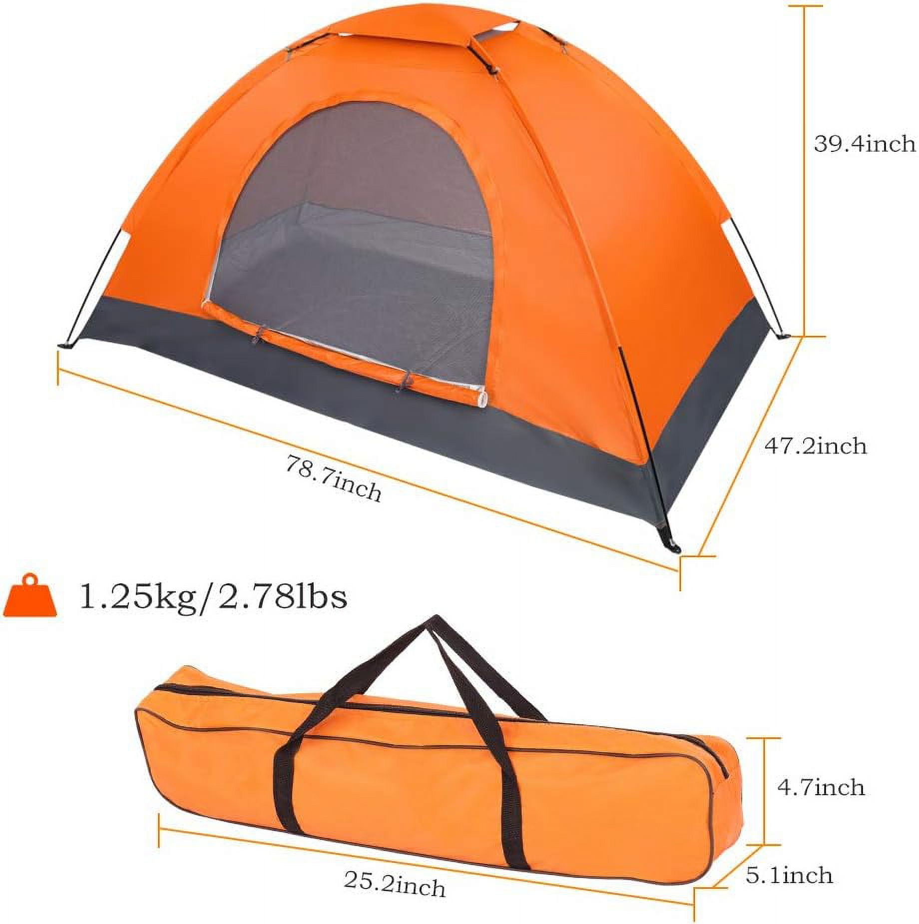 1 Person Lightweight Waterproof Camping Tent, Ultralight Backpacking Dome Tent with Rainproof Oxford Fabric, Easy Setup Single Camping Tent for Hiking, Camping, Travel, Festivals, Orange