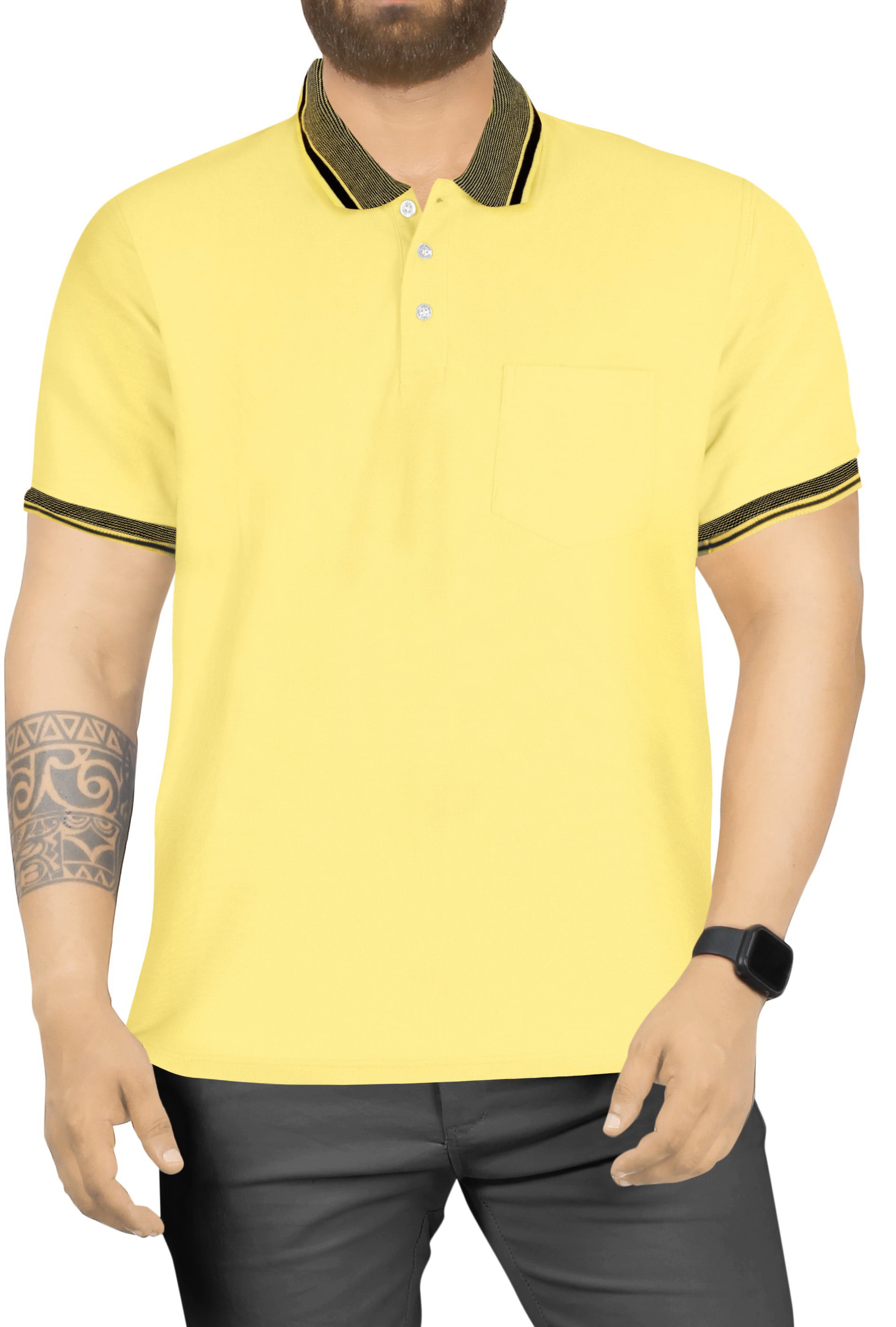 At øge Hysterisk killing LEELA Men's Classic Fit Short Sleeve Solid Soft Cotton Polo Shirt S Yellow  - Walmart.com