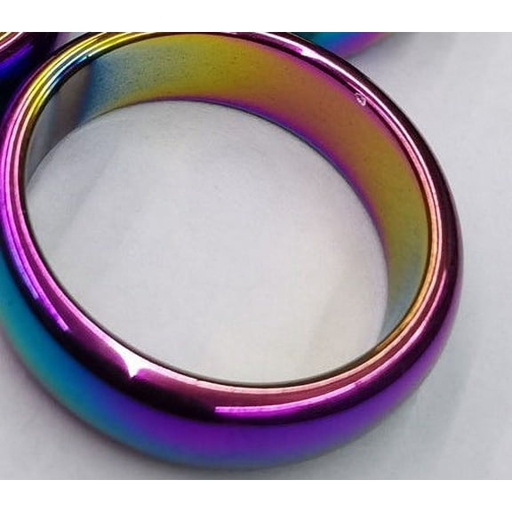 Unisex Hematite Ring Electroplated Band Rainbow Finish and Durable Design Black Gall Ring for Everyday Wear 6MM Wide