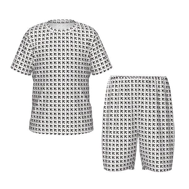 Fotbe Airplane Pijama Estampada de 2 Piezas para Niños – Ropa de Dormir de Manga Corta Cómoda para Niños y Niñas, Camiseta y Shorts de Algodón-Small