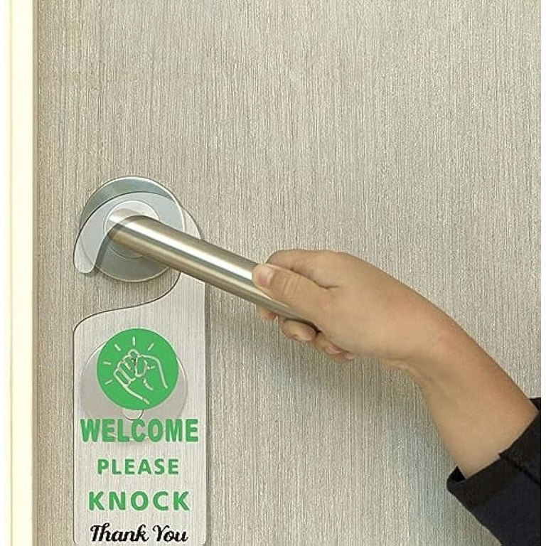 Sleeping Do Not Disturb Door Hanger Sign - Double Sided Acrylic Plaque 9x5.35 Inches