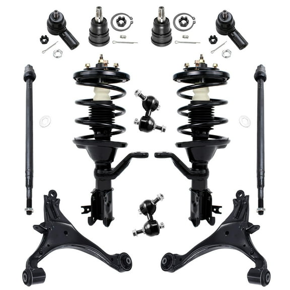 Detroit Axle - 1.7L Front Struts and Coil Spring Assemblies Lower Control Arms w/Ball Joints Sway Bars Tie Rods Replacement for 2003-2005 Honda Civic