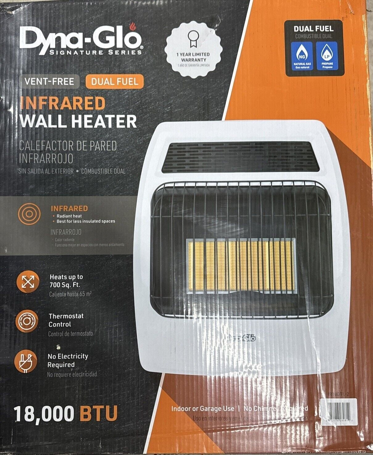 Dyna Glo Fahrenheit Wall Heater WHF100 Dyna-Glo Vent-Free Wall