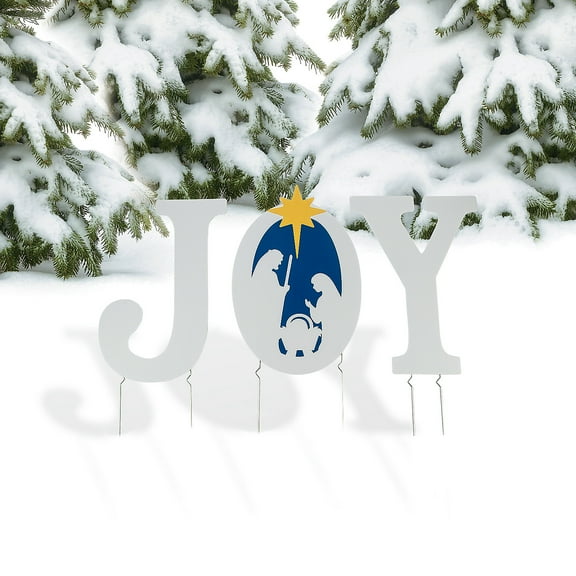 Joy Nativity Yard Stakes, Party Decor, Christmas, 3 Pieces