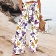 thumbnail image 2 of kaondbfi Dress Pants Women Petite High Waisted Wide Leg Summer Beach Vacation Pants Casual Trousers, 2 of 9