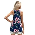 thumbnail image 2 of CALIPESSA Womens Summer Fashion Sleeveless Floral Print Scoop Neck Racerback Casual Blue Tank Top, 2 of 5