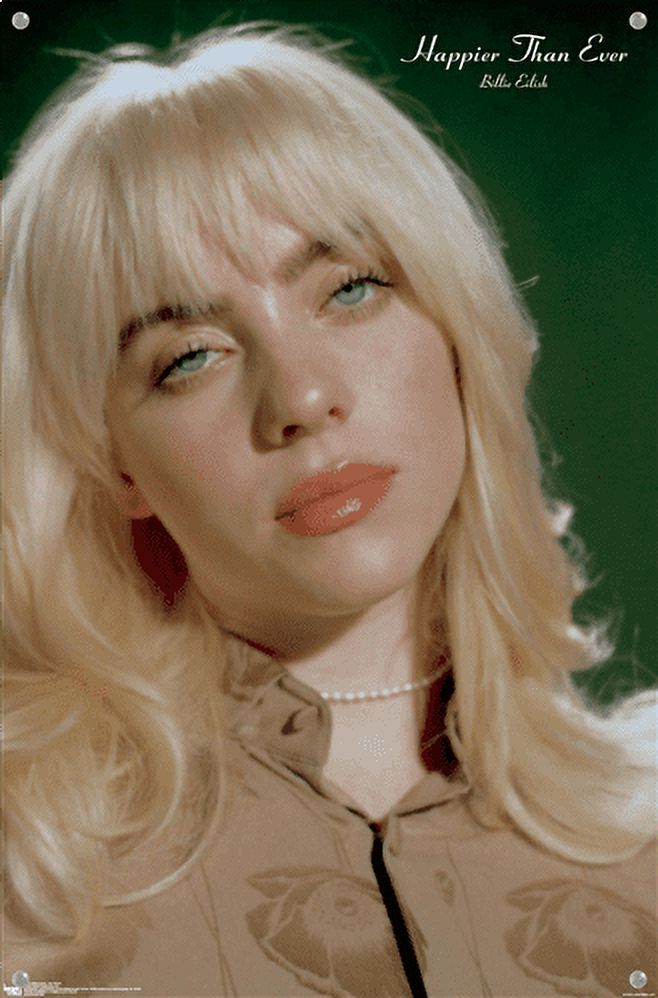 Billie Eilish - Headshot Wall Poster with Push Pins, 14.725" x 22.375"