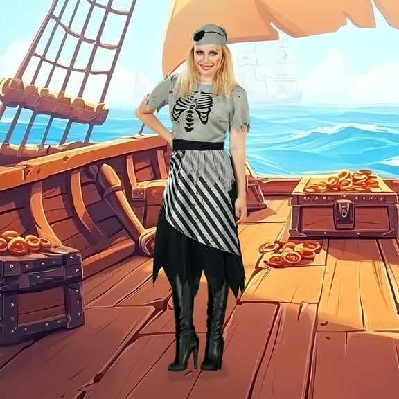 Northlight Black Gray Pirate Women's Halloween Costume - Small