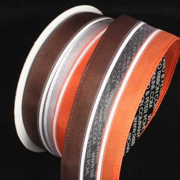 The Ribbon People Brown and Orange Striped Wired Craft Ribbon 1.5" x 80 Yards