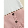 thumbnail image 6 of TSEXIEFOOFU 2Pcs Little Girls Outfit,Lace Splicing Short Sleeve Round Collar Tops +Button Short Skirt with Pocket, 6 of 9