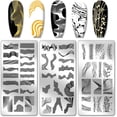 thumbnail image 1 of Juego de 3 placas para estampar uñas con textura de líneas, estampador de uñas con líneas onduladas, plantillas para uñas, placas de acero inoxidable con imágenes para uñas., 1 of 7